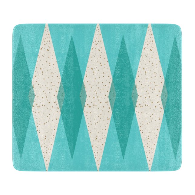 Mid Century Modern Argyle Glass Cutting Board (Front)