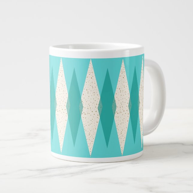 Mid Century Modern Argyle Jumbo Mug (Front Right)