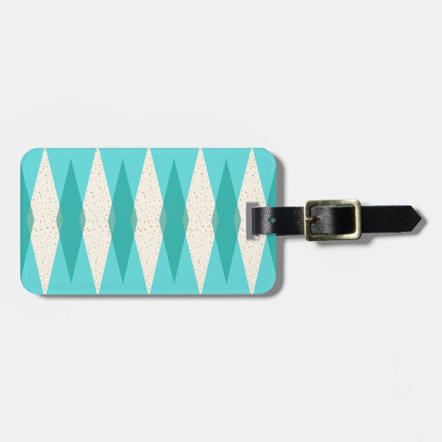 Mid Century Modern Argyle Luggage Tag (Front Horizontal)
