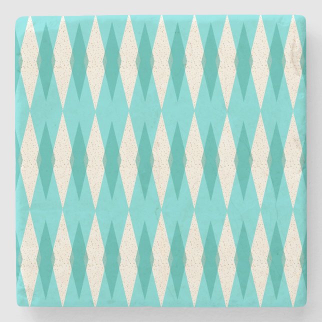 Mid Century Modern Argyle Marble Stone Coaster (Front)