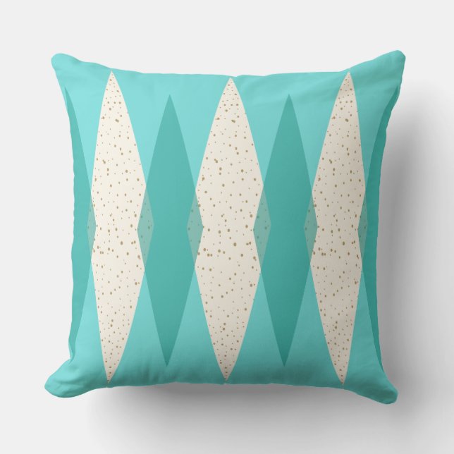 Mid Century Modern Argyle Outdoor Throw Pillow (Front)