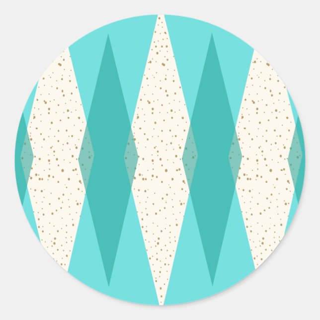 Mid Century Modern Argyle Round Stickers (Front)