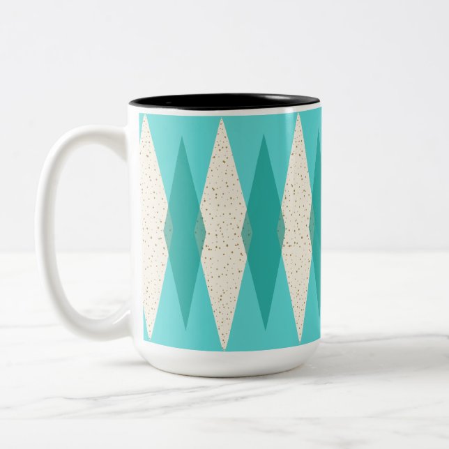 Mid Century Modern Argyle Two Tone Mug (Left)