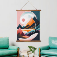 Mid Century Modern Art Abstract Mountains