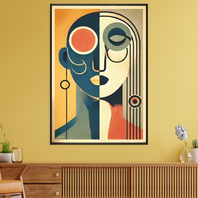 Mid Century Modern Art Abstract Nonconforming Canvas Print (Insitu(LivingRoom))