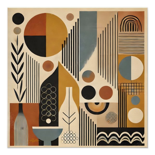Mid Century Modern Art Autumn Harvest Poster (Front)