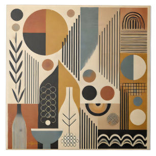 Mid Century Modern Art Autumn Harvest Tile