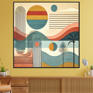 Mid Century Modern Art Beach Sunrise Canvas Print