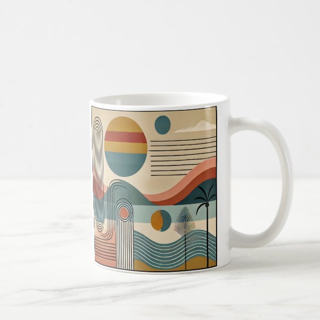 Mid Century Modern Art Beach Sunrise Coffee Mug (Right)