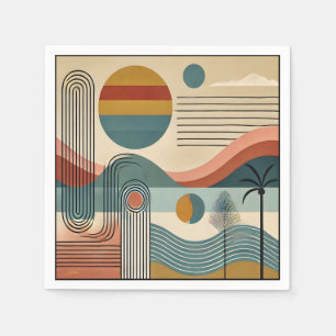 Mid Century Modern Art Beach Sunrise Napkin