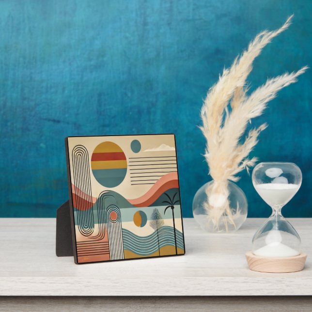 Mid Century Modern Art Beach Sunrise  Plaque (Insitu)