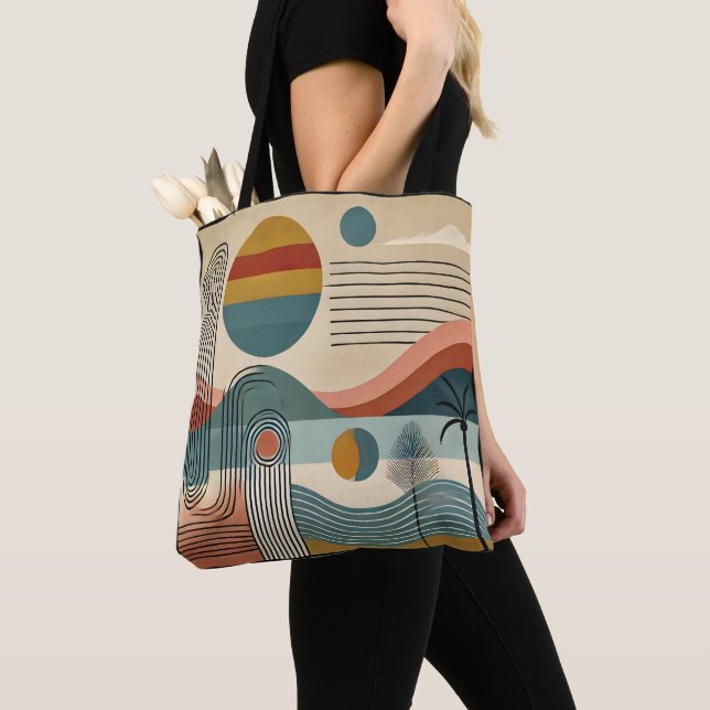 Mid Century Modern Art Beach Sunrise  Tote Bag (Close Up)