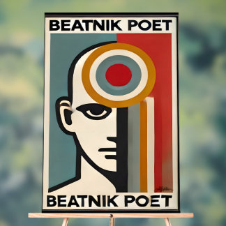 Mid Century Modern Art Beatnik Poet Acrylic Sign
