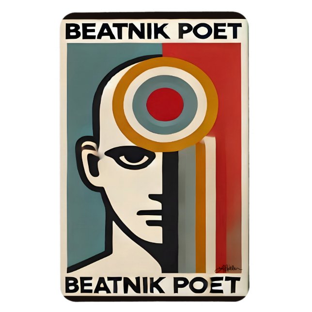Mid Century Modern Art Beatnik Poet Magnet (Vertical)