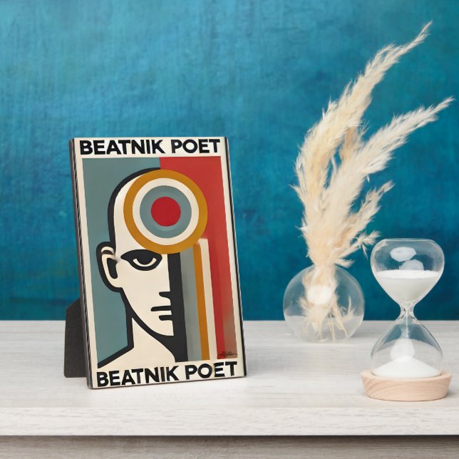 Mid Century Modern Art Beatnik Poet Plaque (Side)
