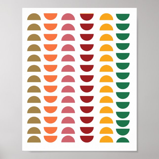 Mid Century Modern Art Geometric Retro 70s Colours Poster (Front)