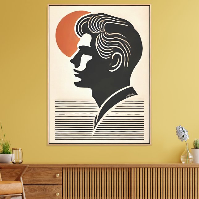 Mid Century Modern Art He Follows The Sun Canvas Print (Insitu(LivingRoom))