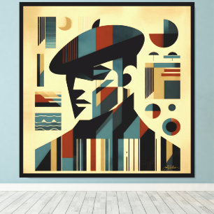 Mid Century Modern Art Man Wearing A Beret Canvas Print