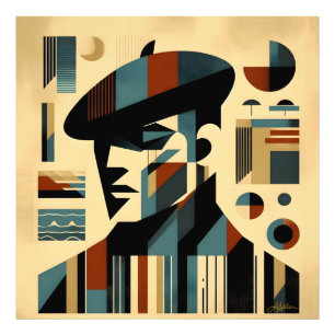 Mid Century Modern Art Man Wearing A Beret Photo Print