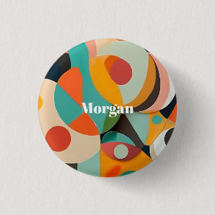Mid Century Modern Art Monogram or Name, Geometric 3 Cm Round Badge