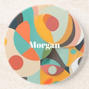 Mid Century Modern Art Monogram or Name, Geometric Coaster