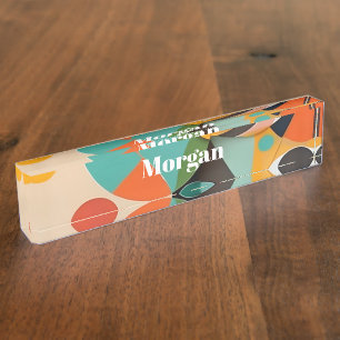 Mid Century Modern Art Monogram or Name, Geometric Nameplate