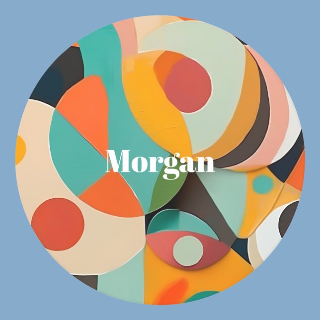 Mid Century Modern Art Monogram or Name, Geometric Round Paper Coaster (Creator Uploaded)