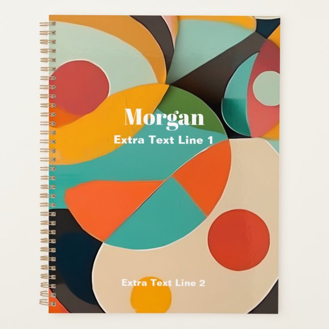 Mid Century Modern Art, Name & 2 Text Lines Planner (Front)