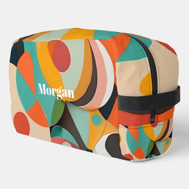 Mid Century Modern Art, Name or Monogram Geometric Dopp Kit (Left Corner)