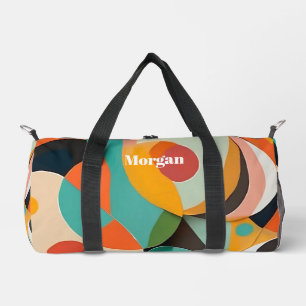 Mid Century Modern Art, Name or Monogram Geometric Duffle Bag
