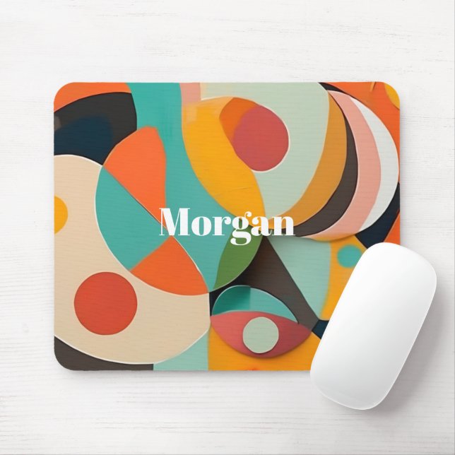 Mid Century Modern Art Name or, Monogram Geometric Mouse Mat (With Mouse)
