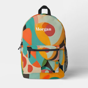 Mid Century Modern Art, Name or Monogram Geometric Printed Backpack