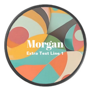 Mid Century Modern Art, Name & Text Line Hockey Puck