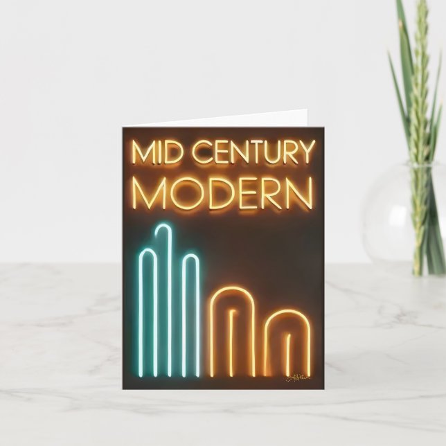 Mid Century Modern Art Neon Sign Design Card (Front)