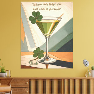 Mid Century Modern Art Shamrock Martini Sláinte!  Canvas Print