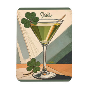 Mid Century Modern Art Shamrock Martini Sláinte! Magnet