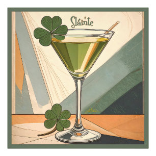 Mid Century Modern Art Shamrock Martini Sláinte!  Photo Print