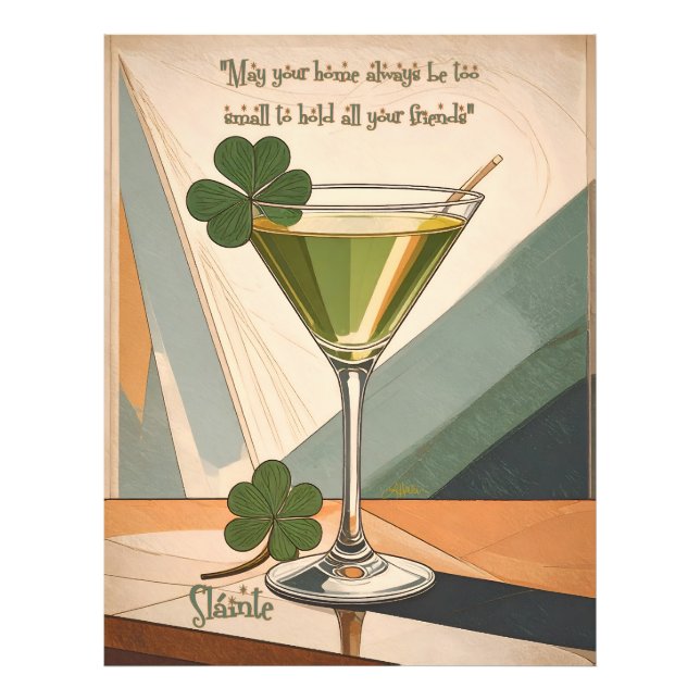Mid Century Modern Art Shamrock Martini Sláinte!  Photo Print (Front)
