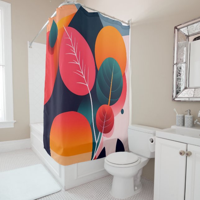 Mid-Century Modern Art Shower Curtain (In Situ)