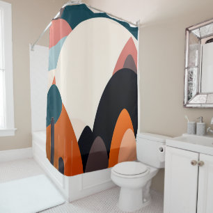 Mid-Century Modern Art Shower Curtain – Elevate Yo