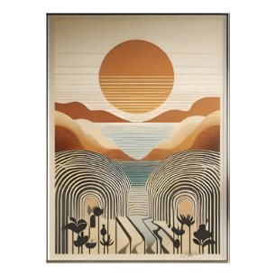 Mid Century Modern Art Spring Valley Lake Sunset Photo Print