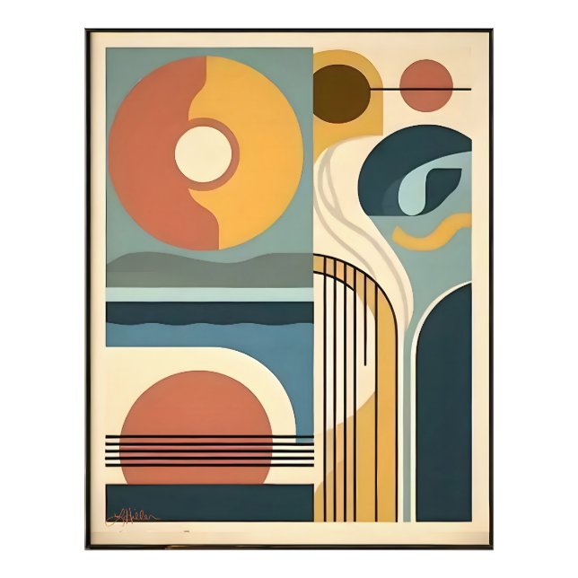 Mid Century Modern Art Sunrise Sunset Photo Print (Front)