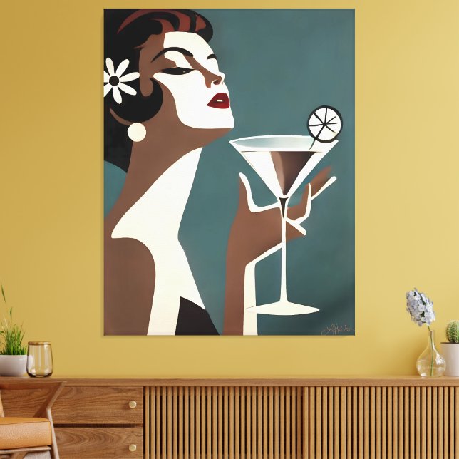 Mid Century Modern Art The Martini DIva Canvas Print (Insitu(LivingRoom))