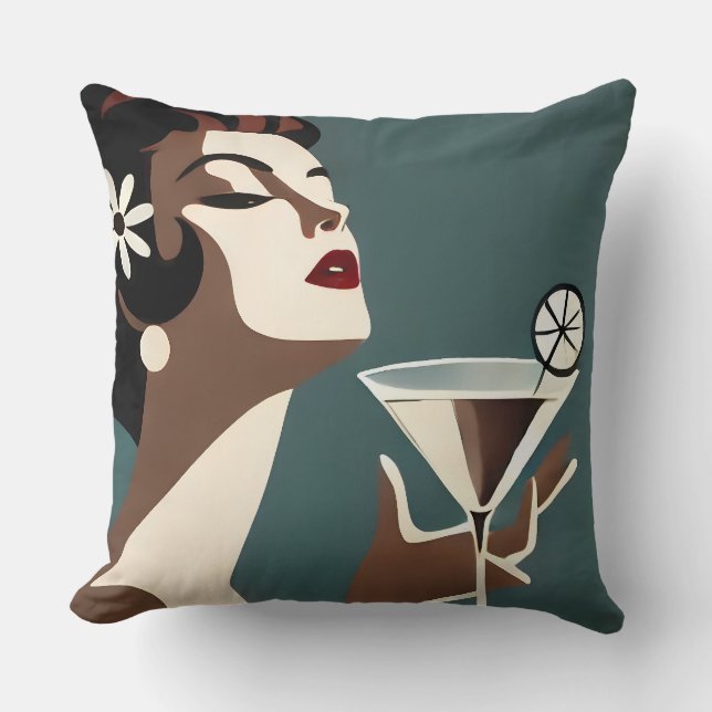 Mid Century Modern Art The Martini DIva Cushion (Front)