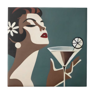 Mid Century Modern Art The Martini DIva Tile