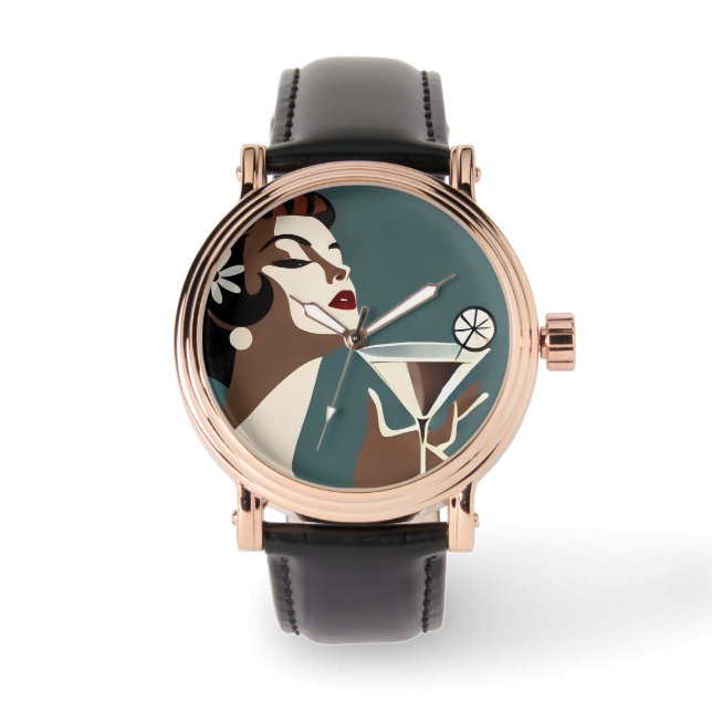 Mid Century Modern Art The Martini DIva Watch (Front)