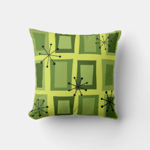 Mid Century Modern Art 'Wonky Doors' Chartreuse Cushion