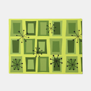 Mid Century Modern Art 'Wonky Doors' Chartreuse Doormat