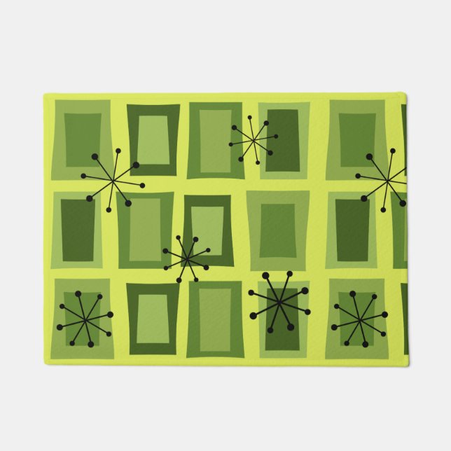 Mid Century Modern Art 'Wonky Doors' Chartreuse Doormat (Front)