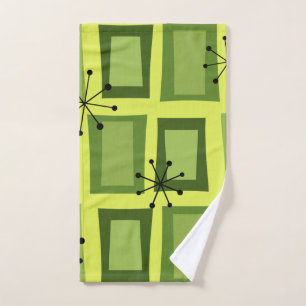 Mid Century Modern Art 'Wonky Doors' Chartreuse Hand Towel